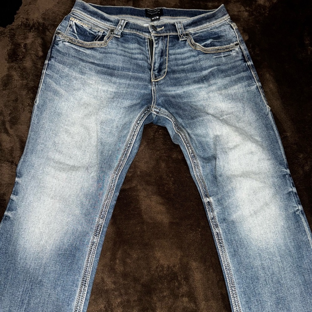 Buckle Black No. 9 Men's Faded Blue Straight Jeans